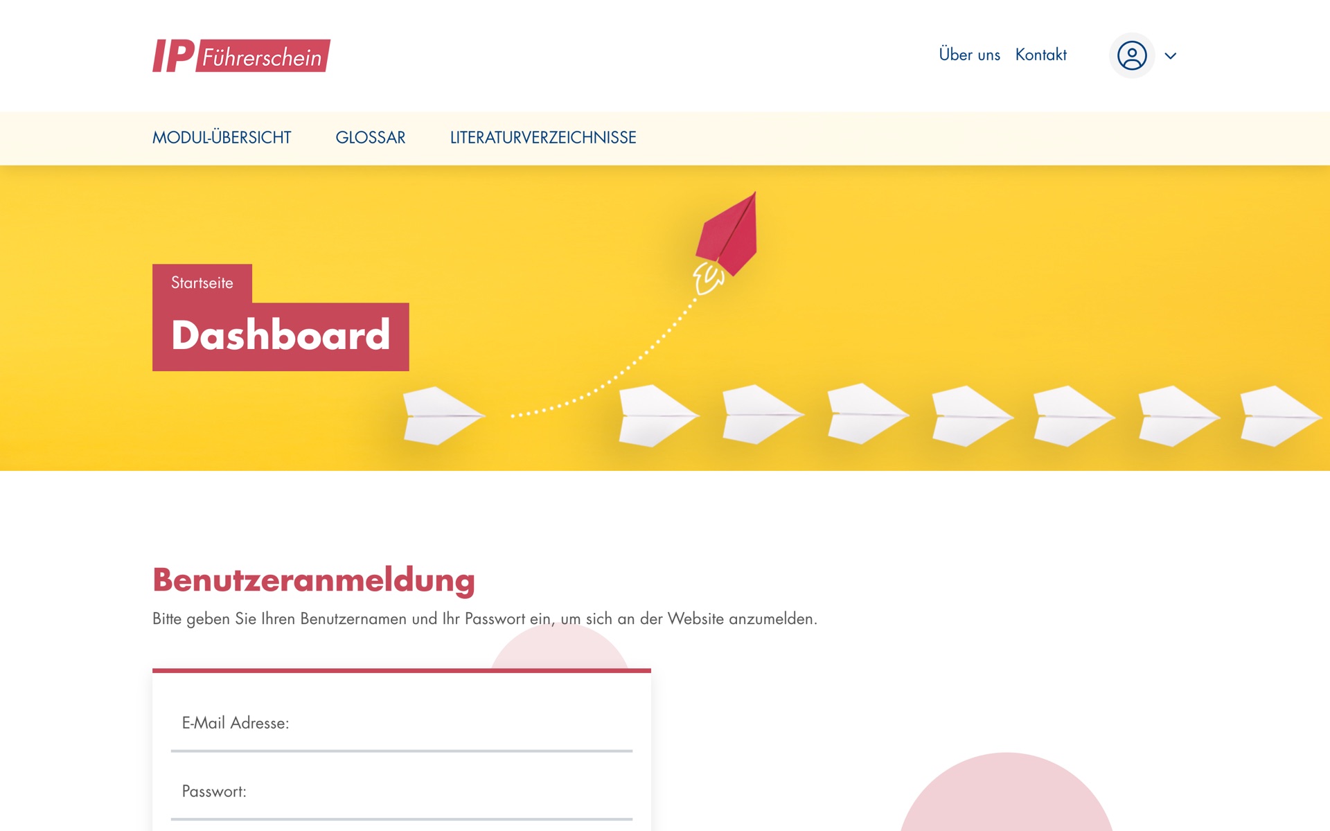 Dashboard und Anmeldung