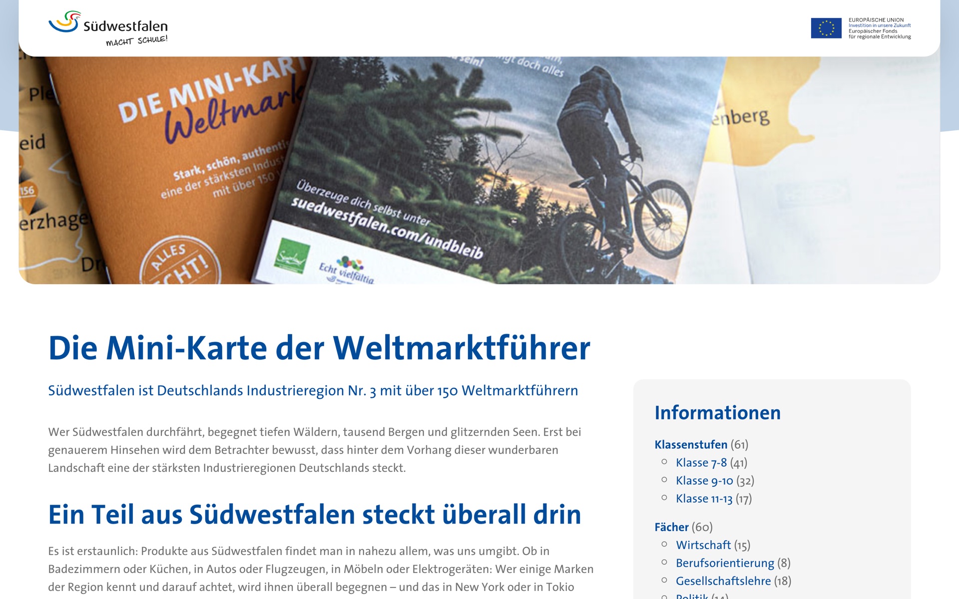 Materialseite Mini-Karte der Weltmarktführer
