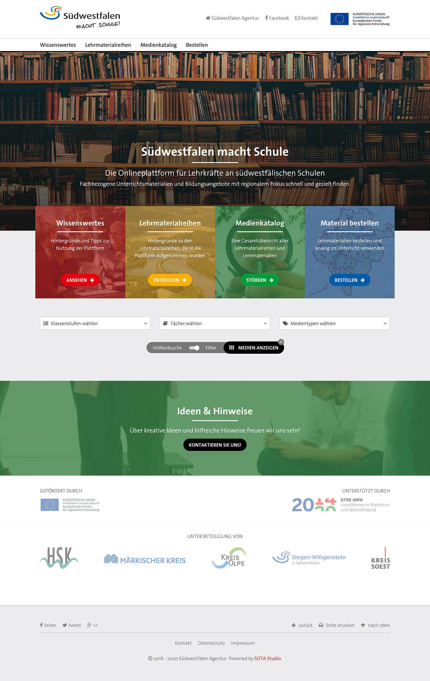 Header und Hero der früheren Südwestfalen macht Schule Website