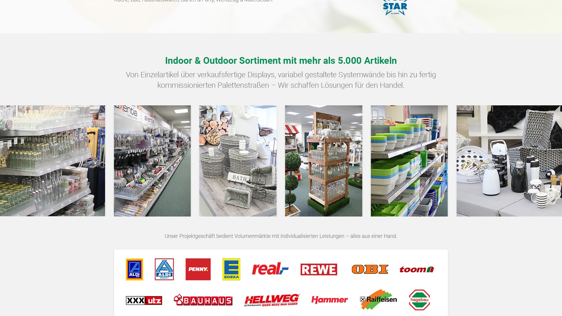 Indoor- und Outdoor-Sortiment für den Handel